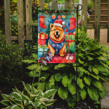 Load image into Gallery viewer, Chow Chow Christmas Garden Flag – Cozy Dog Holiday Decor with Tree &amp; Presents
