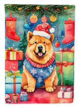 Load image into Gallery viewer, Chow Chow Christmas Garden Flag – Cozy Dog Holiday Decor with Tree &amp; Presents