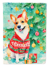 Load image into Gallery viewer, Corgi Christmas Garden Flag – Cozy Dog Holiday Decor with Tree &amp; Presents