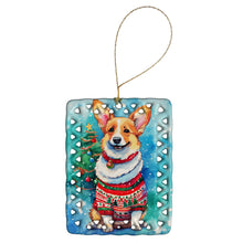 Load image into Gallery viewer, Corgi Christmas Porcelain Ornament