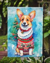 Load image into Gallery viewer, Corgi Christmas Garden Flag – Cozy Dog Holiday Decor with Tree &amp; Presents