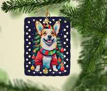 Load image into Gallery viewer, Corgi Christmas Porcelain Ornament