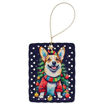 Load image into Gallery viewer, Corgi Christmas Porcelain Ornament