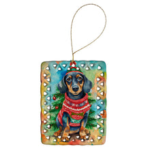 Load image into Gallery viewer, Dachshund Christmas Porcelain Ornament