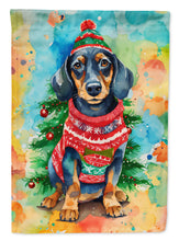 Load image into Gallery viewer, Dachshund Christmas Garden Flag – Cozy Dog Holiday Decor with Tree &amp; Presents