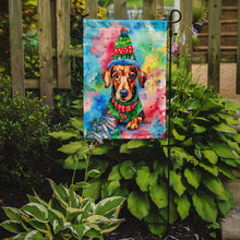 Load image into Gallery viewer, Dachshund Christmas Garden Flag – Cozy Dog Holiday Decor with Tree &amp; Presents