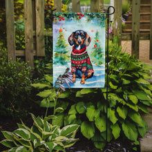 Load image into Gallery viewer, Dachshund Christmas Garden Flag – Cozy Dog Holiday Decor with Tree &amp; Presents