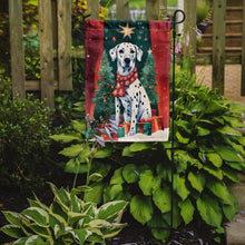 Load image into Gallery viewer, Dalmatian Christmas Garden Flag – Cozy Dog Holiday Decor with Tree &amp; Presents