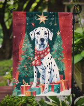 Load image into Gallery viewer, Dalmatian Christmas Garden Flag – Cozy Dog Holiday Decor with Tree &amp; Presents