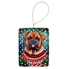 Load image into Gallery viewer, Dogue de Bordeaux Christmas Porcelain Ornament