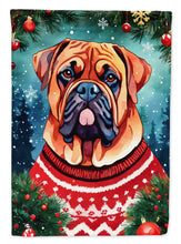 Load image into Gallery viewer, Dogue de Bordeaux Christmas Garden Flag – Cozy Dog Holiday Decor with Tree &amp; Presents