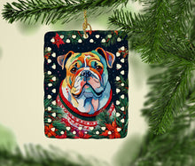 Load image into Gallery viewer, English Bulldog Christmas Porcelain Ornament