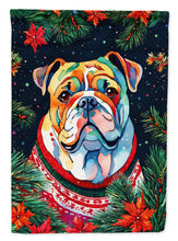 Load image into Gallery viewer, English Bulldog Christmas Garden Flag – Cozy Dog Holiday Decor with Tree &amp; Presents