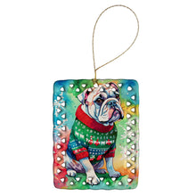 Load image into Gallery viewer, English Bulldog Christmas Porcelain Ornament