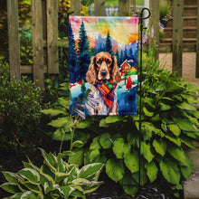 Load image into Gallery viewer, English Cocker Spaniel Christmas Garden Flag – Cozy Dog Holiday Decor with Tree &amp; Presents