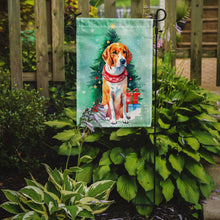 Load image into Gallery viewer, English Foxhound Christmas Garden Flag – Cozy Dog Holiday Decor with Tree &amp; Presents