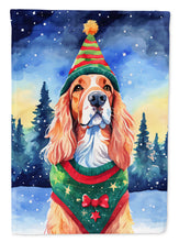 Load image into Gallery viewer, English Setter Christmas Garden Flag – Cozy Dog Holiday Decor with Tree &amp; Presents