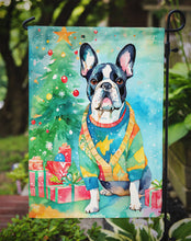 Load image into Gallery viewer, French Bulldog Christmas Garden Flag – Cozy Dog Holiday Decor with Tree &amp; Presents