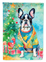 Load image into Gallery viewer, French Bulldog Christmas Garden Flag – Cozy Dog Holiday Decor with Tree &amp; Presents
