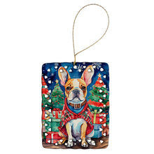 Load image into Gallery viewer, French Bulldog Christmas Porcelain Ornament