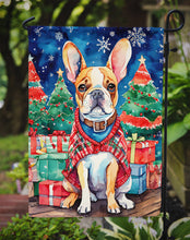Load image into Gallery viewer, French Bulldog Christmas Garden Flag – Cozy Dog Holiday Decor with Tree &amp; Presents