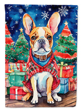 Load image into Gallery viewer, French Bulldog Christmas Garden Flag – Cozy Dog Holiday Decor with Tree &amp; Presents