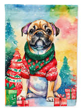 Load image into Gallery viewer, French Bulldog Christmas Garden Flag – Cozy Dog Holiday Decor with Tree &amp; Presents