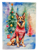 Load image into Gallery viewer, German Shepherd Christmas Garden Flag – Cozy Dog Holiday Decor with Tree &amp; Presents