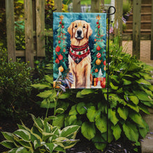 Load image into Gallery viewer, Golden Retriever Christmas Garden Flag – Cozy Dog Holiday Decor with Tree &amp; Presents