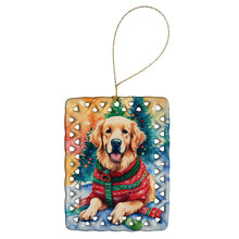 Load image into Gallery viewer, Golden Retriever Christmas Porcelain Ornament