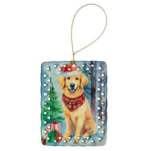Load image into Gallery viewer, Golden Retriever Christmas Porcelain Ornament