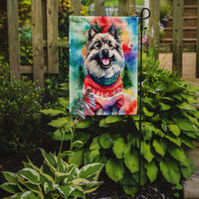 Load image into Gallery viewer, Keeshond Christmas Garden Flag – Cozy Dog Holiday Decor with Tree &amp; Presents