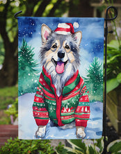 Load image into Gallery viewer, Keeshond Christmas Garden Flag – Cozy Dog Holiday Decor with Tree &amp; Presents
