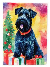 Load image into Gallery viewer, Kerry Blue Terrier Christmas Garden Flag – Cozy Dog Holiday Decor with Tree &amp; Presents