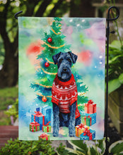 Load image into Gallery viewer, Kerry Blue Terrier Christmas Garden Flag – Cozy Dog Holiday Decor with Tree &amp; Presents