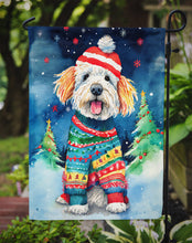 Load image into Gallery viewer, Komondor Christmas Garden Flag – Cozy Dog Holiday Decor with Tree &amp; Presents