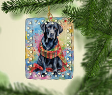 Load image into Gallery viewer, Black Labrador Retriever Christmas Porcelain Ornament