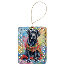 Load image into Gallery viewer, Black Labrador Retriever Christmas Porcelain Ornament