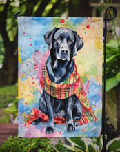 Load image into Gallery viewer, Black Labrador Retriever Christmas Garden Flag – Cozy Dog Holiday Decor with Tree &amp; Presents