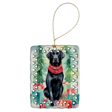 Load image into Gallery viewer, Black Labrador Retriever Christmas Porcelain Ornament