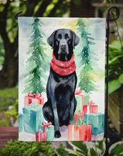 Load image into Gallery viewer, Black Labrador Retriever Christmas Garden Flag – Cozy Dog Holiday Decor with Tree &amp; Presents