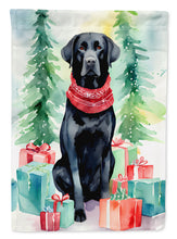 Load image into Gallery viewer, Black Labrador Retriever Christmas Garden Flag – Cozy Dog Holiday Decor with Tree &amp; Presents