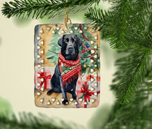 Load image into Gallery viewer, Black Labrador Retriever Christmas Porcelain Ornament