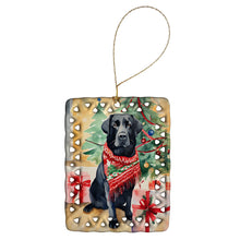 Load image into Gallery viewer, Black Labrador Retriever Christmas Porcelain Ornament