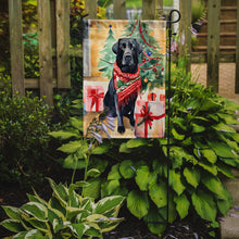 Load image into Gallery viewer, Black Labrador Retriever Christmas Garden Flag – Cozy Dog Holiday Decor with Tree &amp; Presents