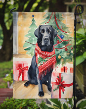Load image into Gallery viewer, Black Labrador Retriever Christmas Garden Flag – Cozy Dog Holiday Decor with Tree &amp; Presents