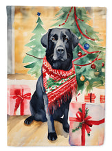 Load image into Gallery viewer, Black Labrador Retriever Christmas Garden Flag – Cozy Dog Holiday Decor with Tree &amp; Presents