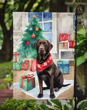 Load image into Gallery viewer, Chocolate Labrador Retriever Christmas Garden Flag – Cozy Dog Holiday Decor with Tree &amp; Presents