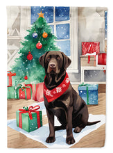 Load image into Gallery viewer, Chocolate Labrador Retriever Christmas Garden Flag – Cozy Dog Holiday Decor with Tree &amp; Presents
