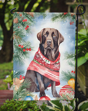 Load image into Gallery viewer, Chocolate Labrador Retriever Christmas Garden Flag – Cozy Dog Holiday Decor with Tree &amp; Presents